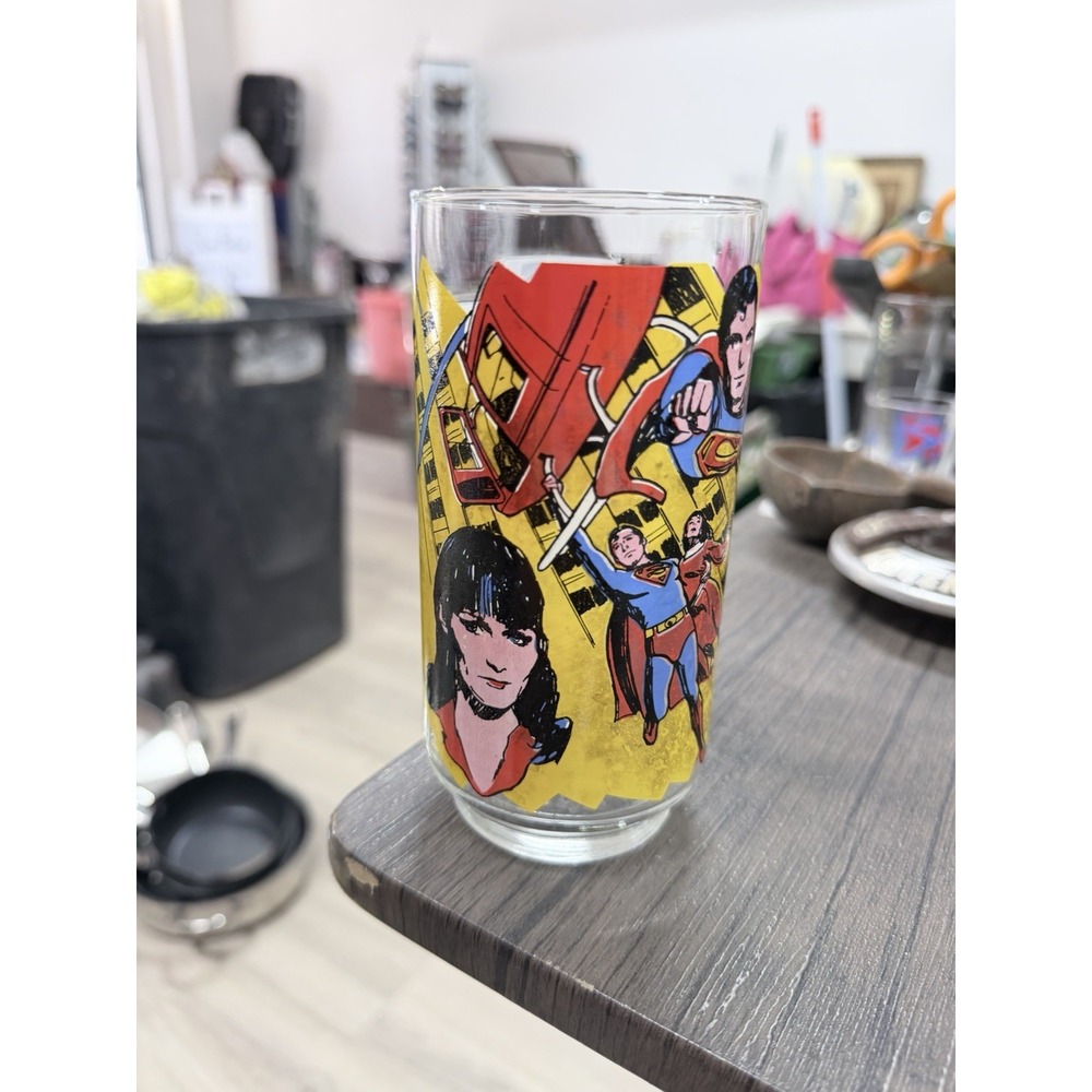 1978 Vintage Superman the Movie Saves the Day Pepsi DC Comics Glass Cup